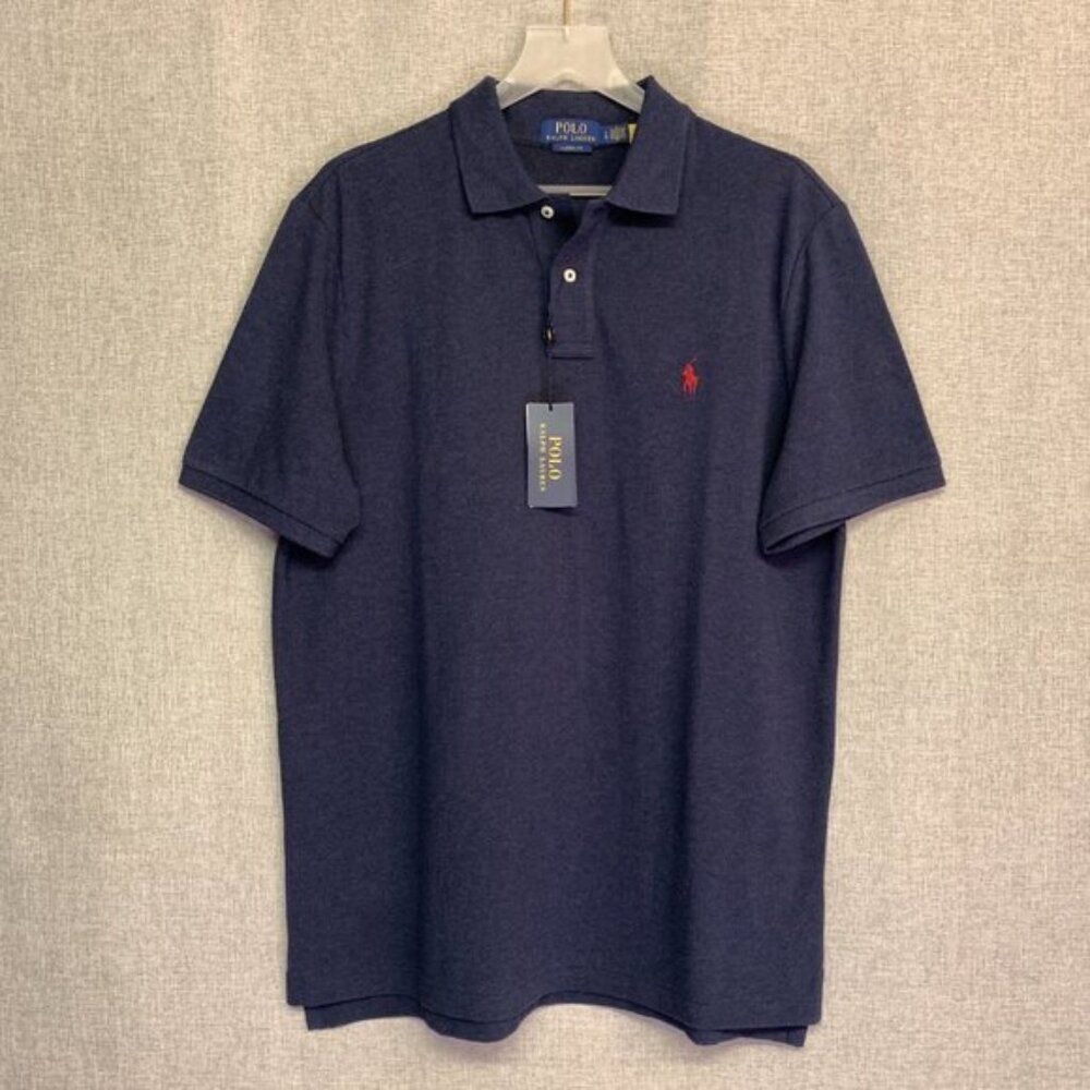 POLO RALPH LAUREN Cotton Mesh Polo Shirt XX-LARGE Heather Blue NWT